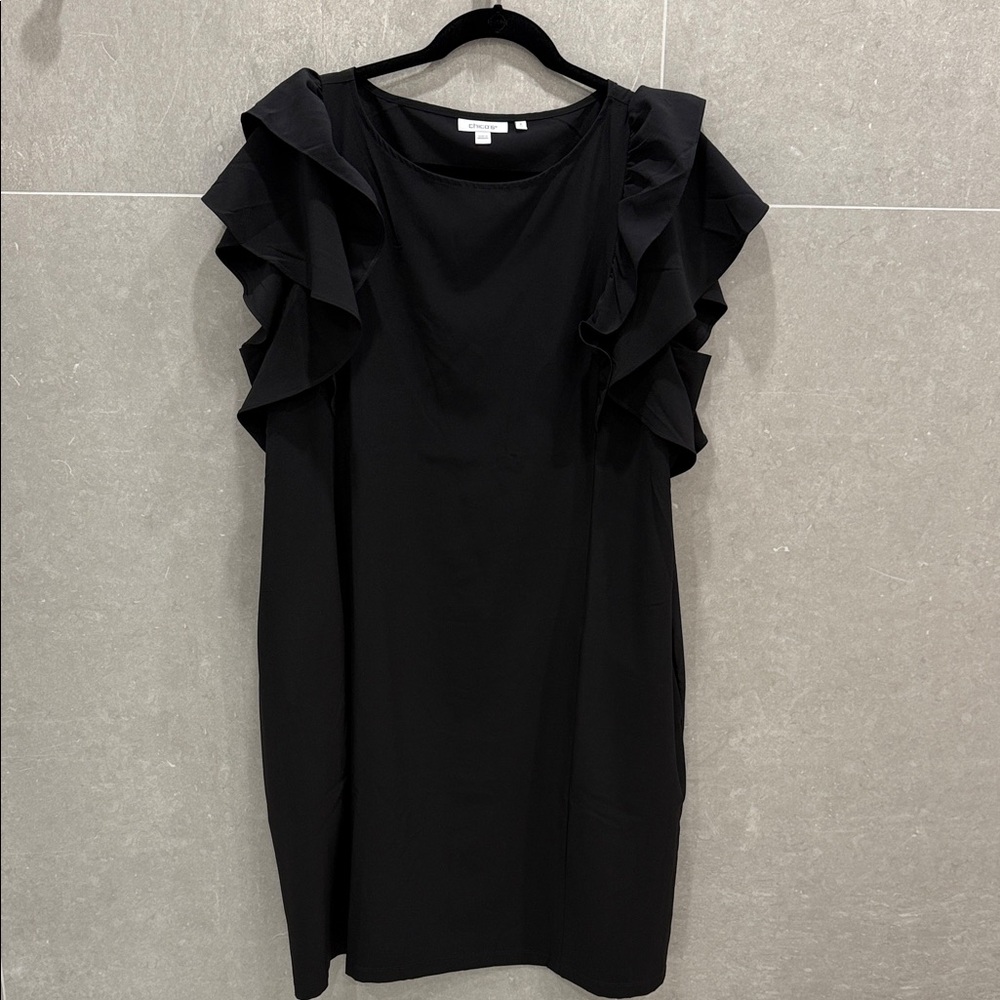 Chico's Black Ruffle Sleeve Dress